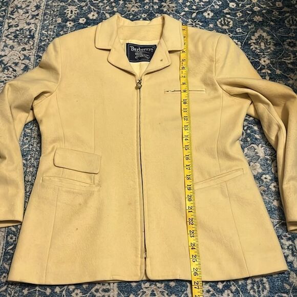 Vintage Burberry’s Yellow Lambswool Zipper Closure Pockets Blazer Jacket - Picture 6 of 14